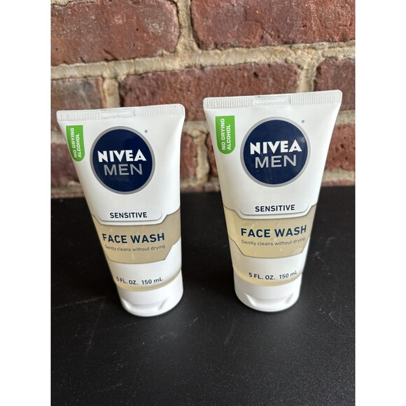 Lot of 2 Nivea Men's Sensitive Face Wash Cleans Without Drying  5 fl oz Tubes - Picture 1 of 2